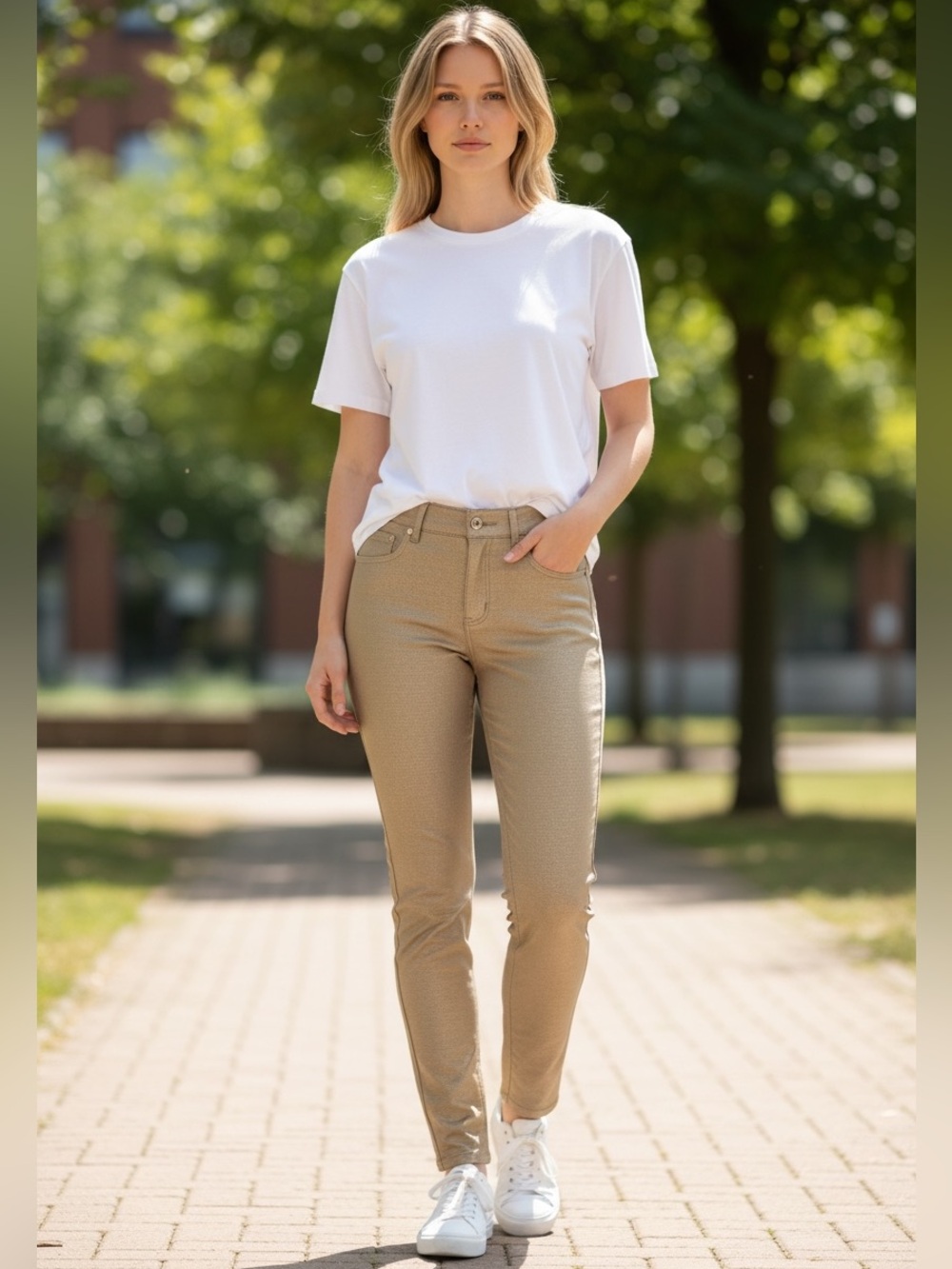 Eric Jenny Jean Metallic Gold Size 4 NWT